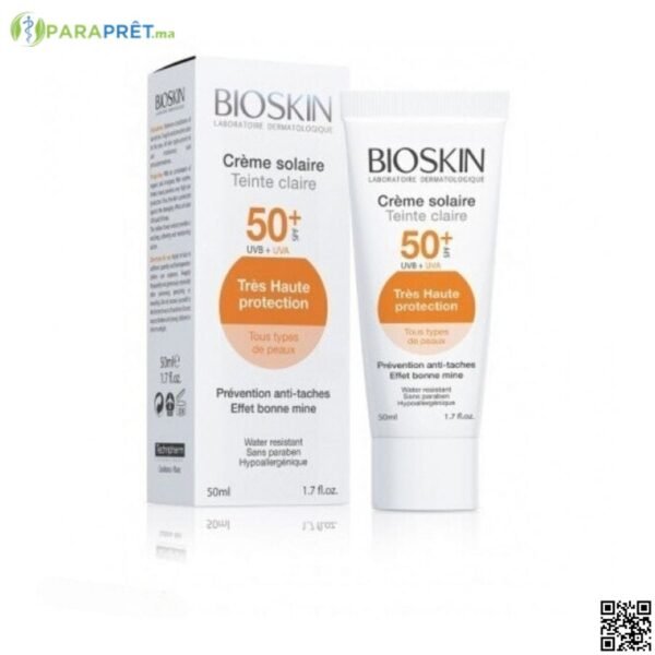 BIOSKIN ECRAN SOLAIRE TEINTE CLAIRE SPF 50+ 50ML - BIOSKIN